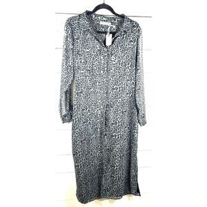 Mint Velvet Leopard Print Button-Down Shirt Dress With Belted Waist & Side Slits